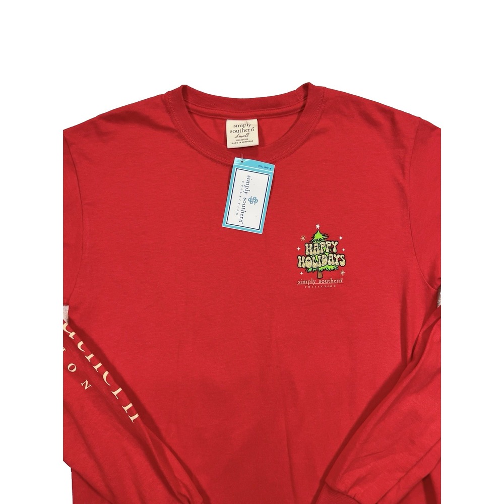 Simply Southern Shirt Womens Small Red Long Sleeve Santa Believe Christmas Tee - Picture 3 of 8